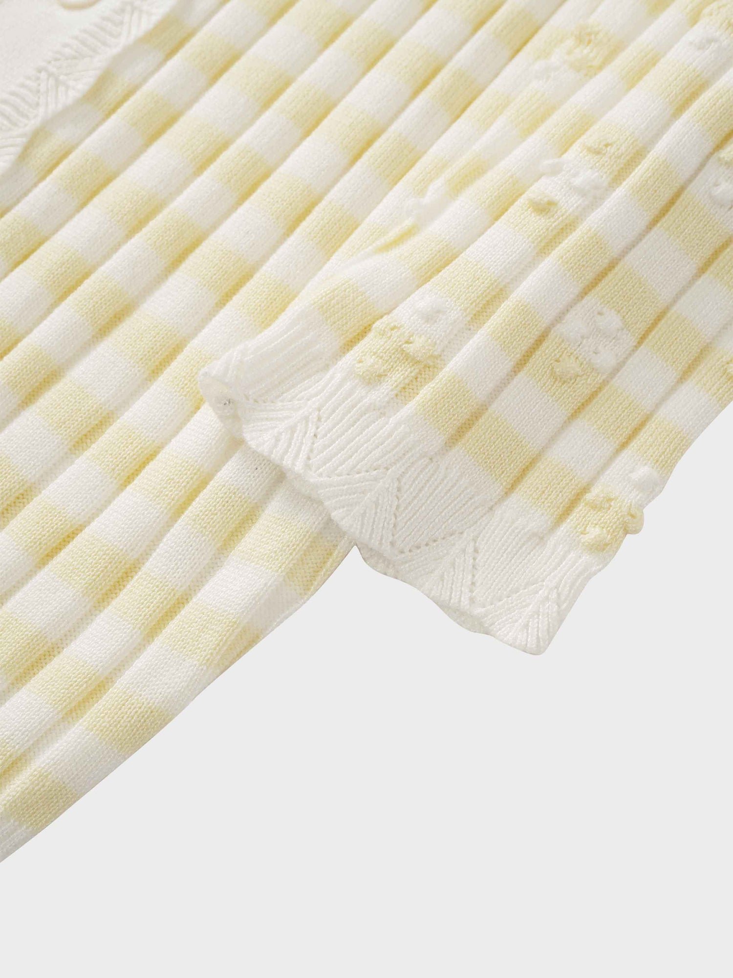 Striped Scalloped Edge Cardigan-Yellow/White