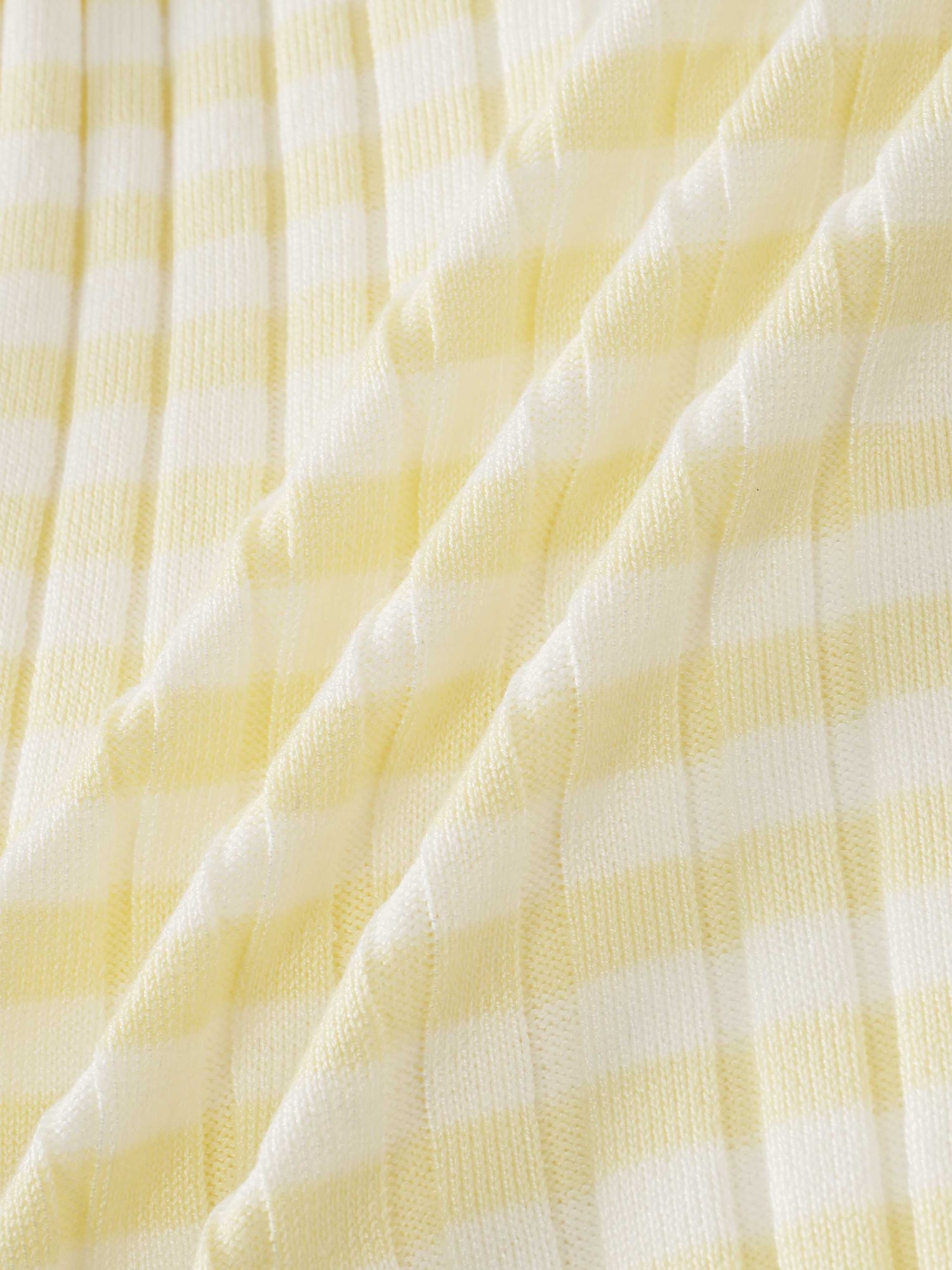 Striped Scalloped Edge Cardigan-Yellow/White
