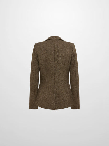 Herringbone Blazer - Brown/Tan