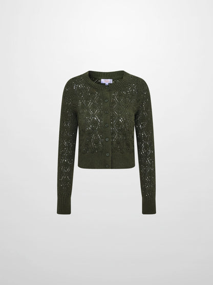 Crochet Cardigan - Olive Green