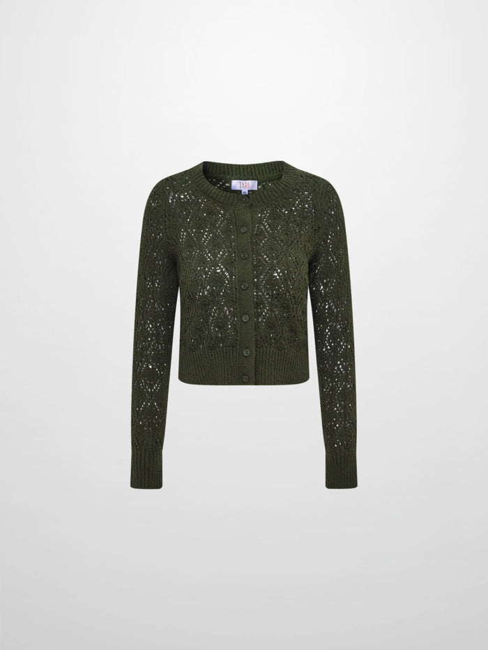 Crochet Cardigan - Olive Green