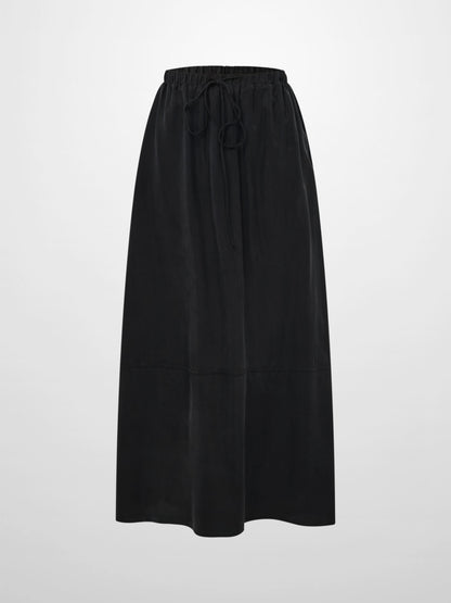 Drawstring Cupro Skirt - Black