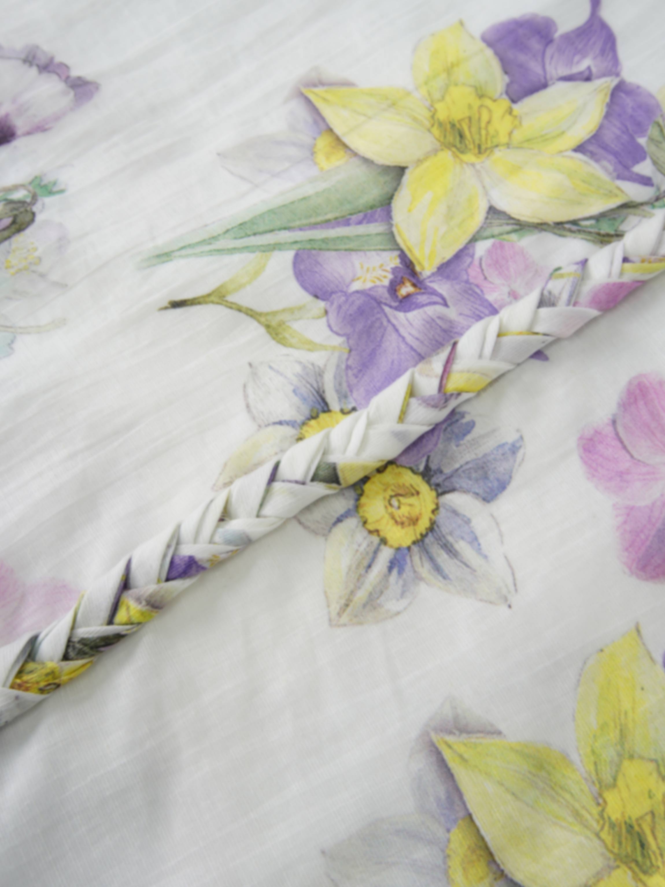 Braided Detail A-Line Skirt-Multi Color Floral