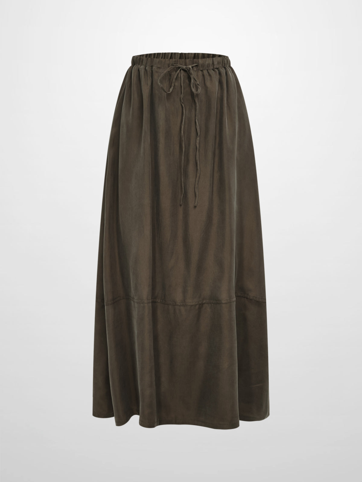Drawstring Cupro Skirt - Dark Brown