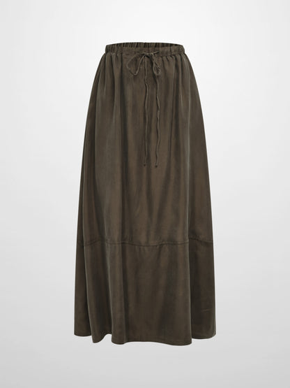 Drawstring Cupro Skirt - Dark Brown
