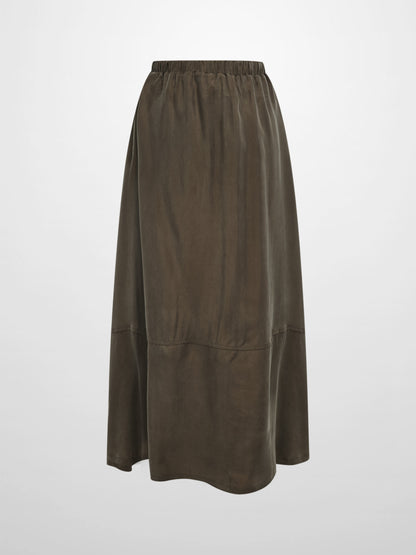 Drawstring Cupro Skirt - Dark Brown