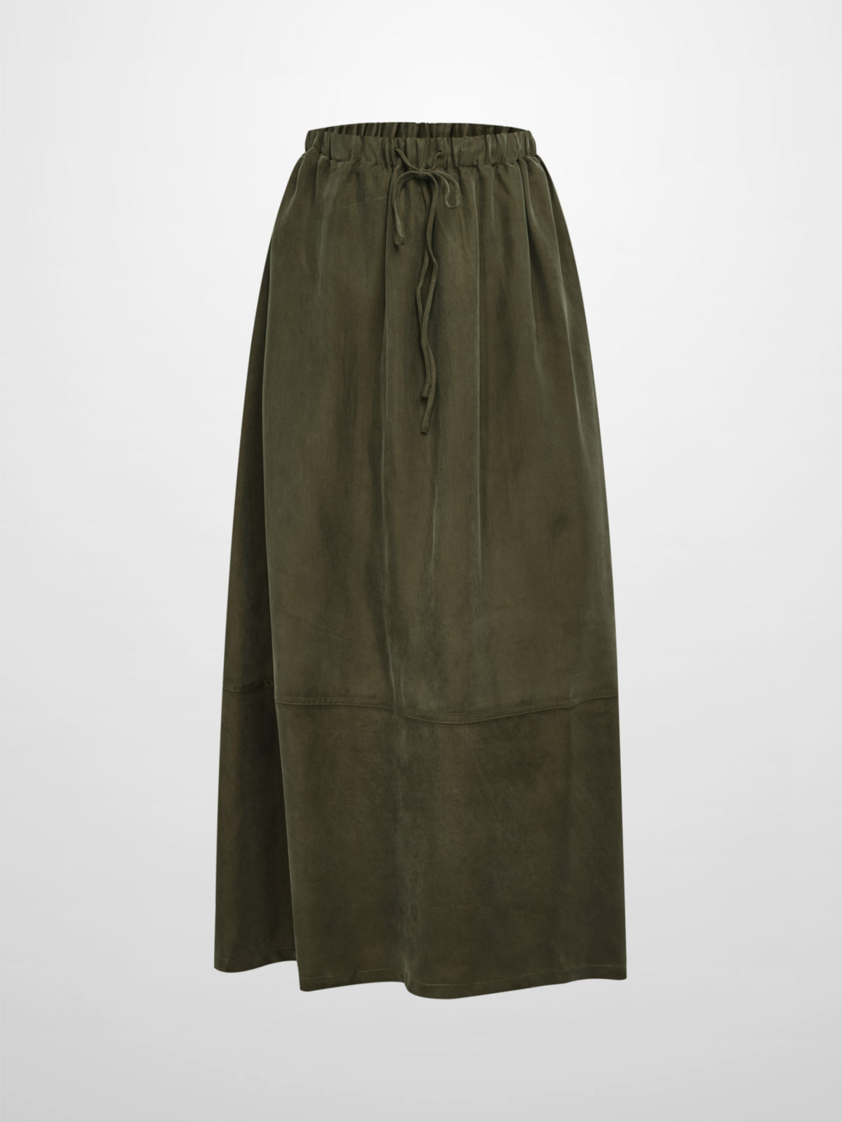Drawstring Cupro Skirt - Olive Green