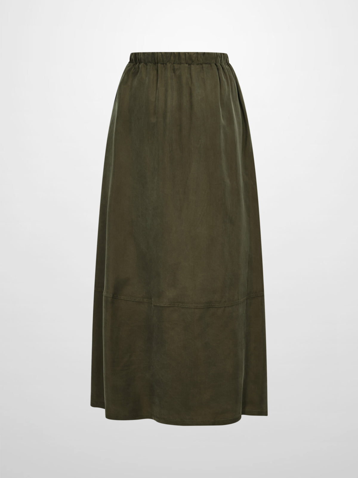 Drawstring Cupro Skirt - Olive Green