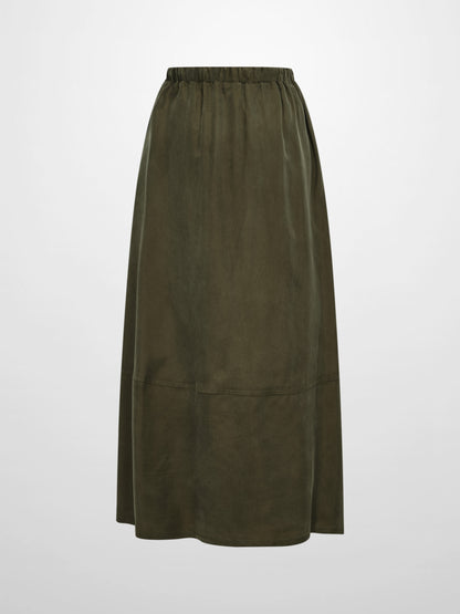 Drawstring Cupro Skirt - Olive Green