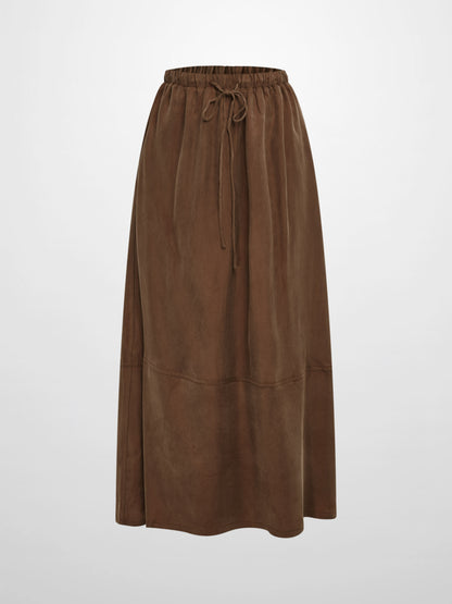 Drawstring Cupro Skirt - Light Brown