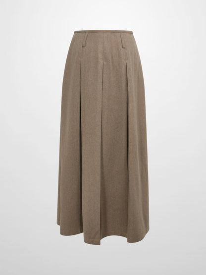Pocket Detail Pleat Skirt - Warm Taupe