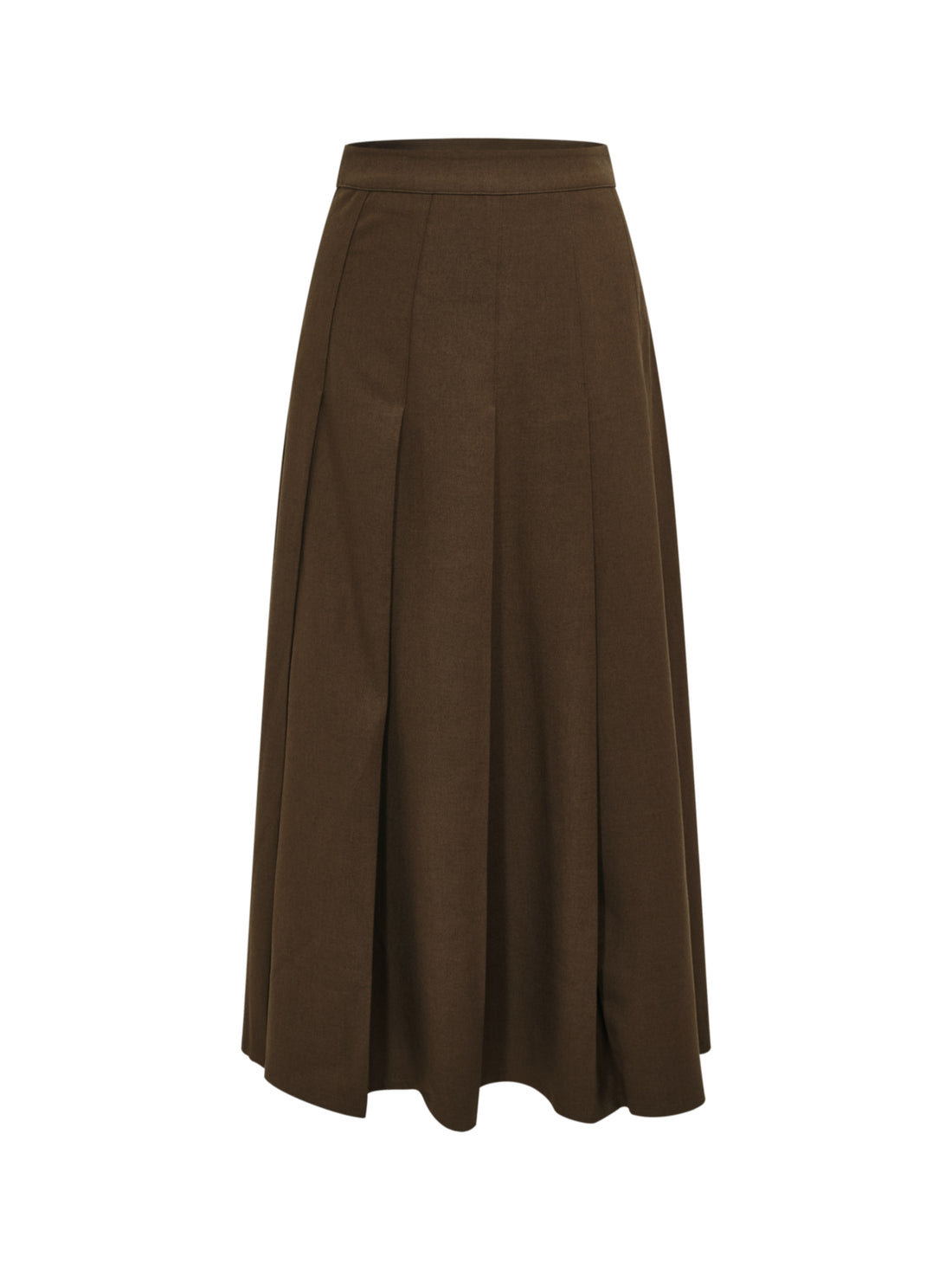 Stitch Down Pleated Basic Skirt - Military Brown