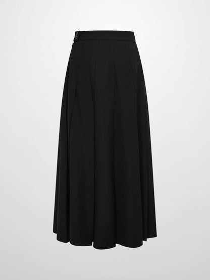 Stitch Down Pleated Basic Skirt - Black