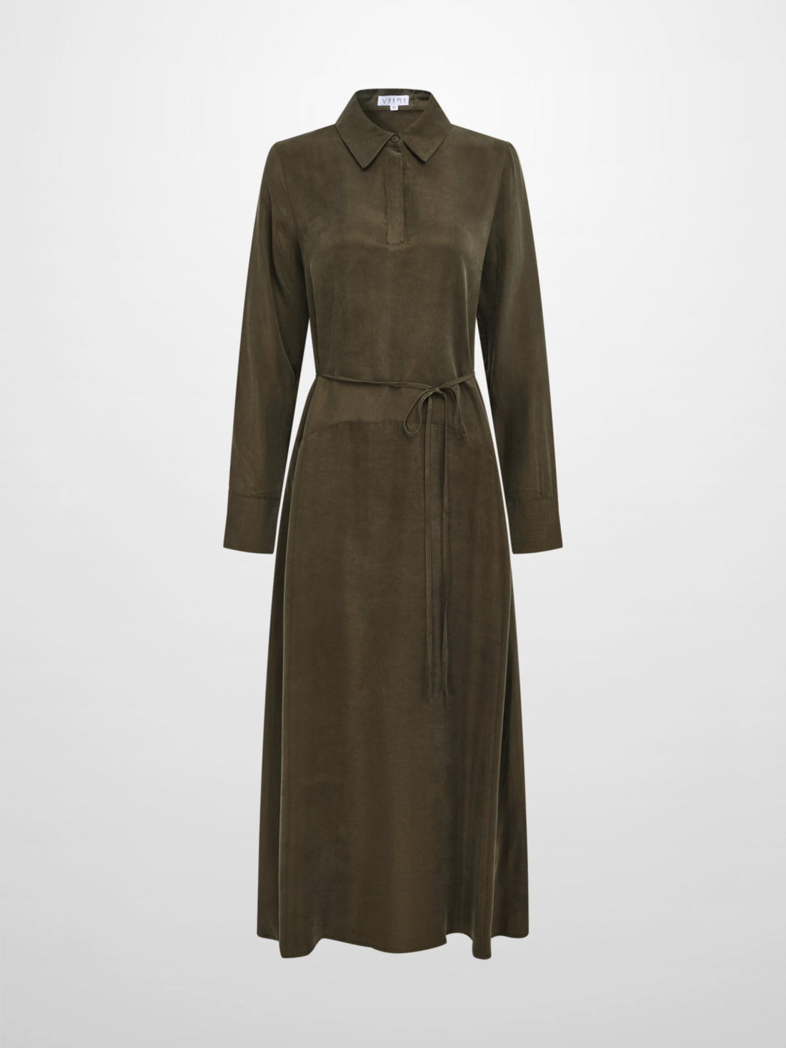 Cupro Drop Waist Maxi Dress - Olive