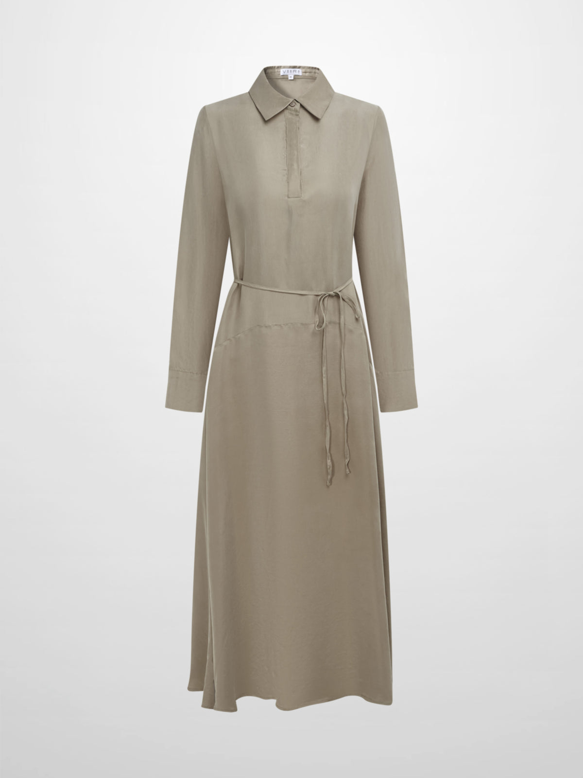 Cupro Drop Waist Maxi Dress - Warm Taupe