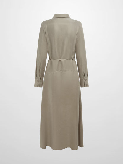 Cupro Drop Waist Maxi Dress - Warm Taupe