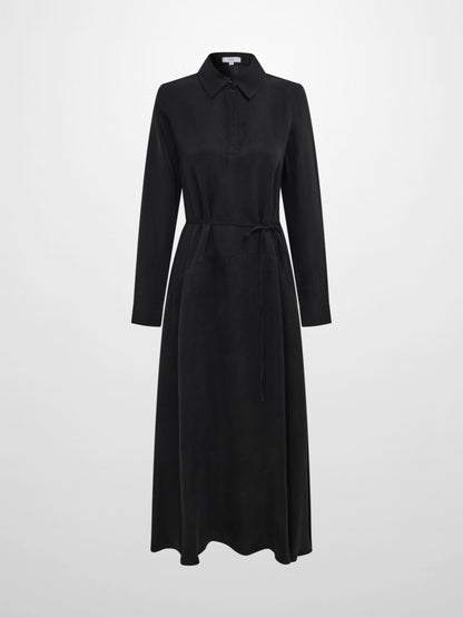 Cupro Drop Waist Maxi Dress - Black
