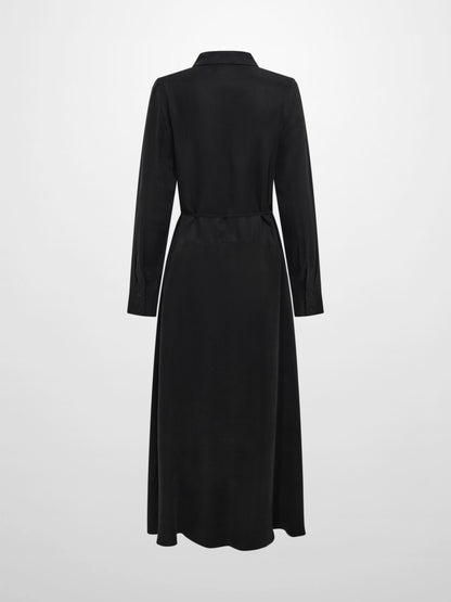 Cupro Drop Waist Maxi Dress - Black