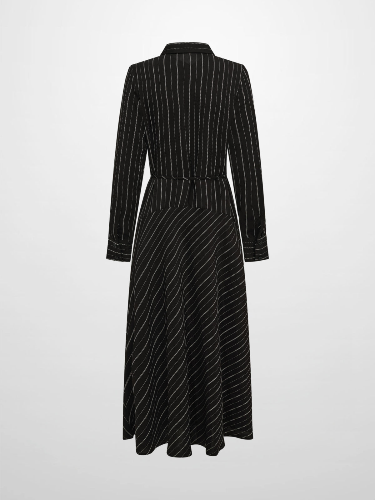 Drop Waist Maxi Dress - Black Pinstripe