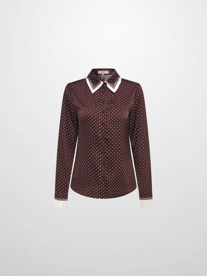 Mini Dot Blouse - Burgundy