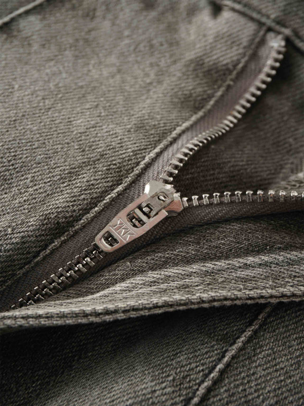 Stitched Pleated Denim Skirt-Grey