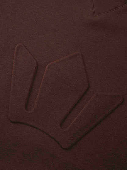 Embossed Crown Sweatshirt-Brown