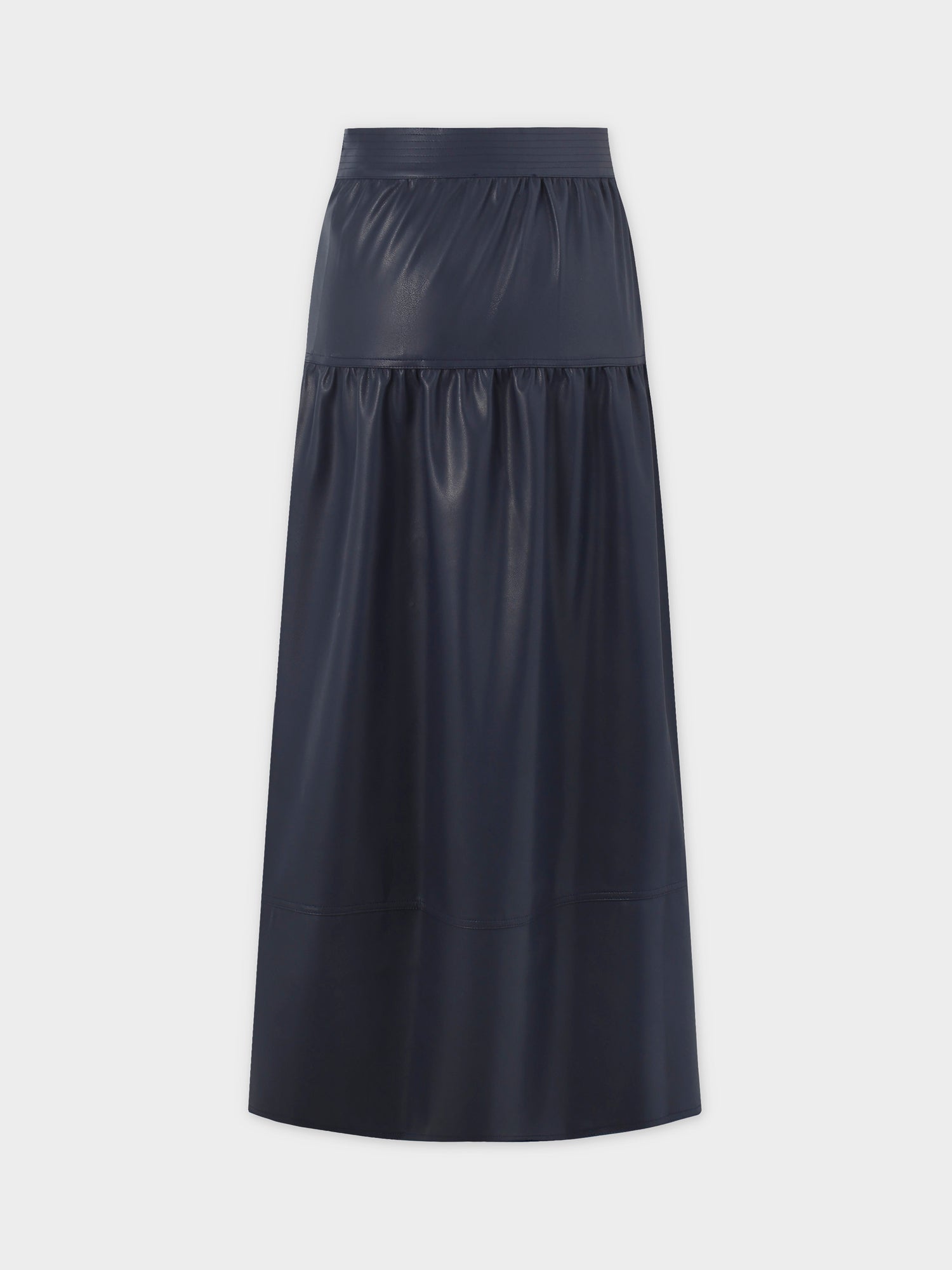 Drop Waist Leather Skirt-Navy