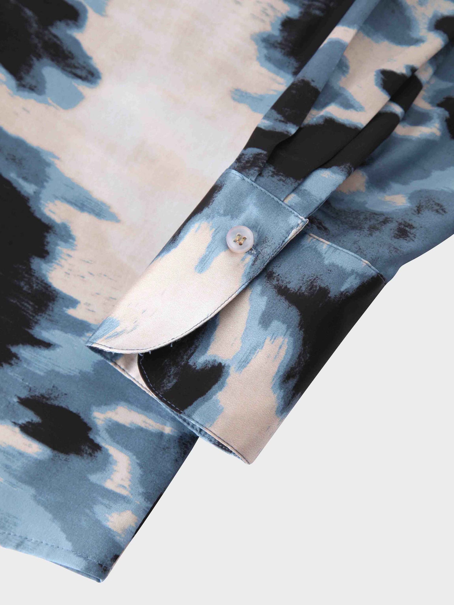 Oversized Satin Slip Blouse-Blue Brushstrokes