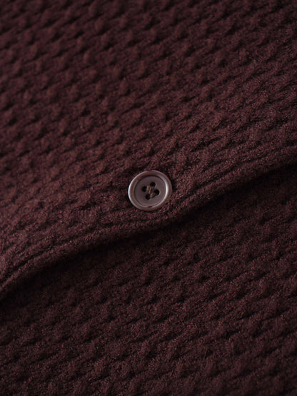 Textured Crew Cardigan-Chocolate Brown