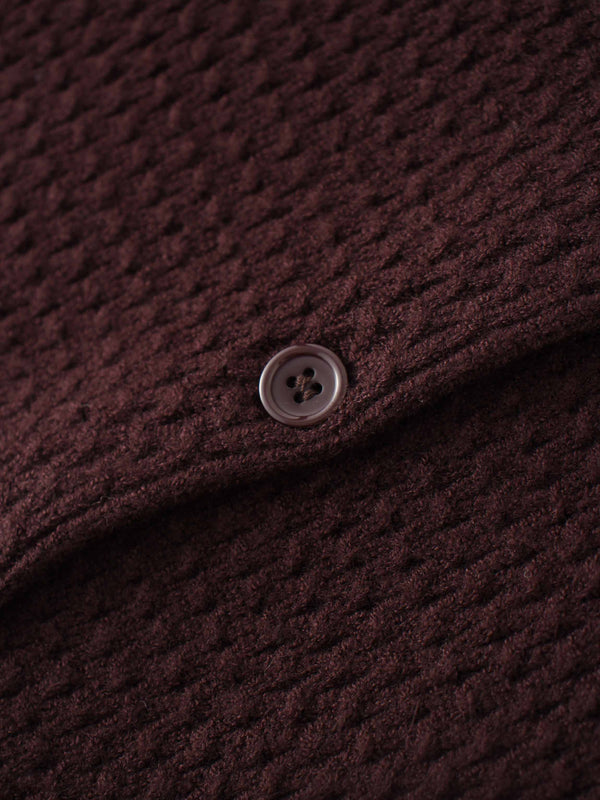 Textured Crew Cardigan-Chocolate Brown