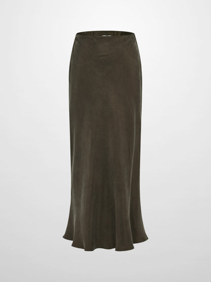 Cupro Slip Skirt - Olive 37"