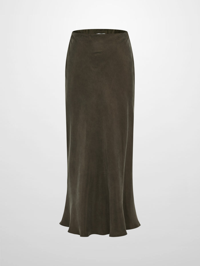 Cupro Slip Skirt - Olive 37"