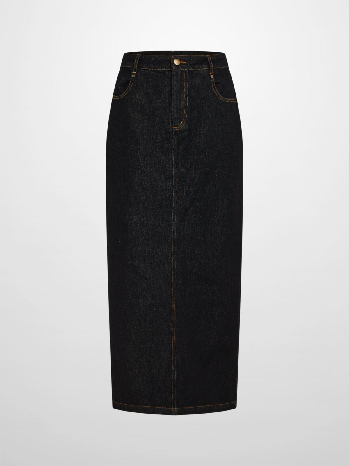 Classic Straight Denim Skirt - Black