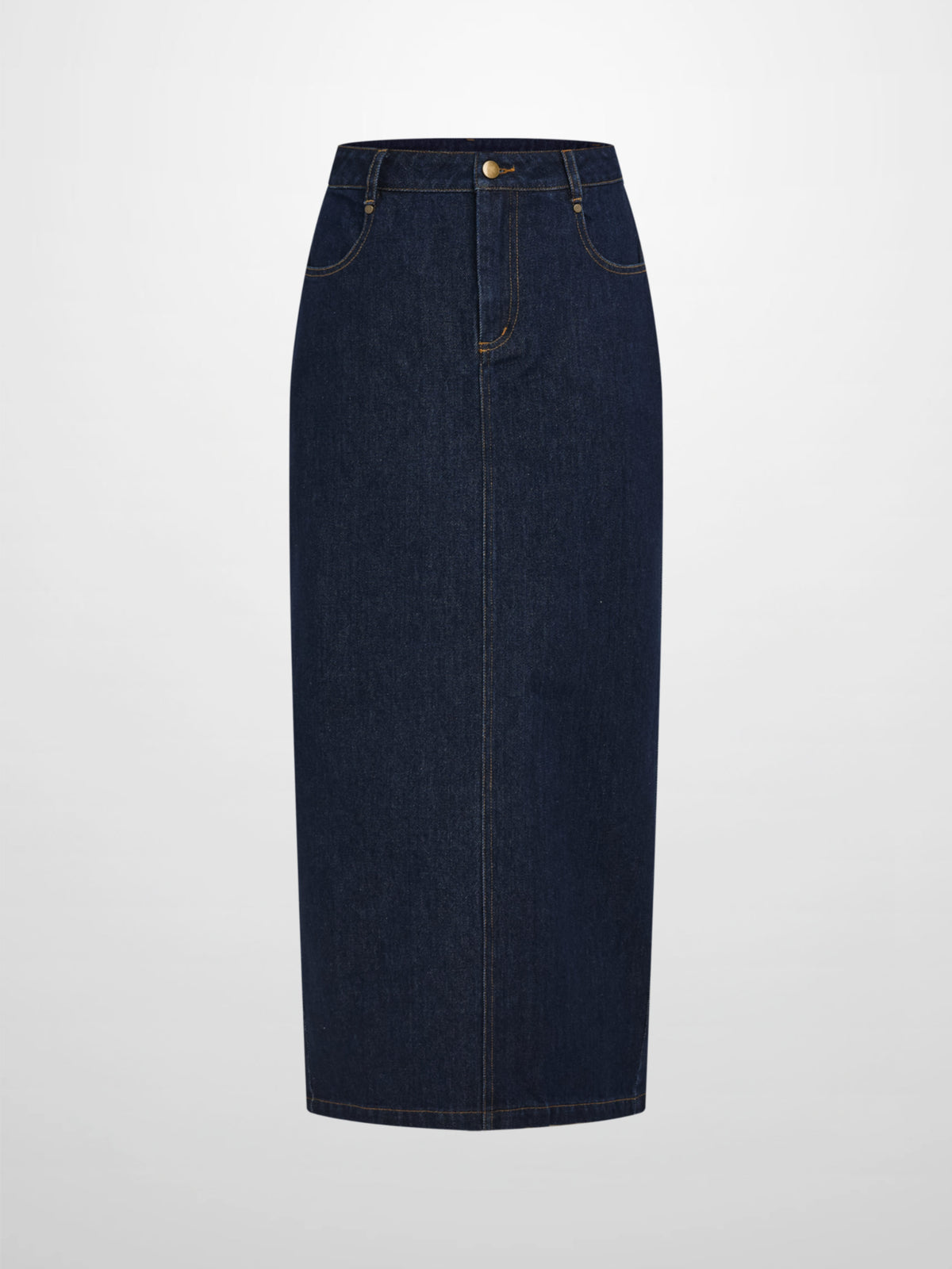 Classic Straight Denim Skirt - Dark Blue