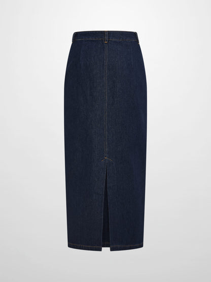 Classic Straight Denim Skirt - Dark Blue