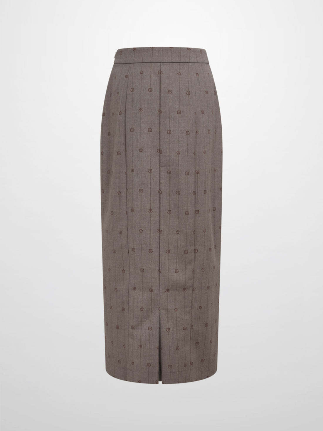 Printed Straight Maxi Skirt - Grey