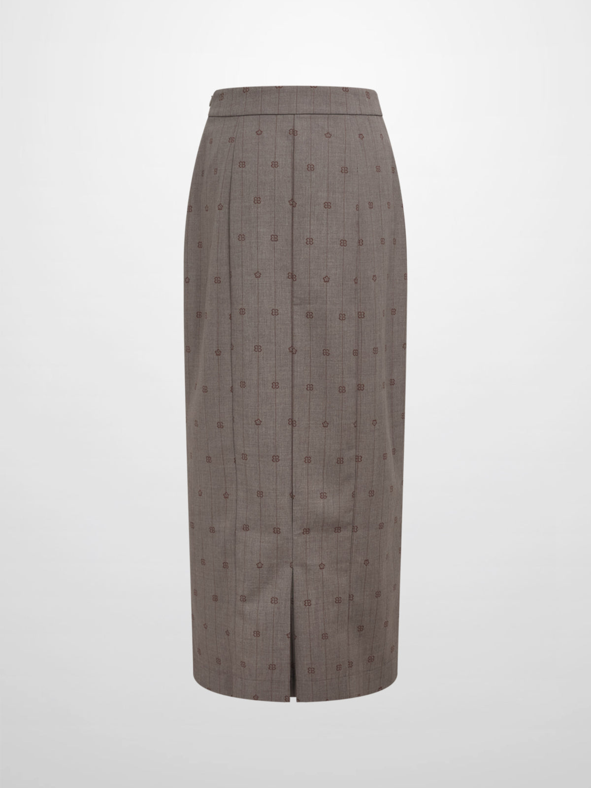 Printed Straight Maxi Skirt - Grey
