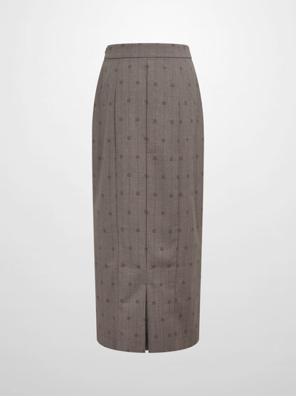 Printed Straight Maxi Skirt - Grey