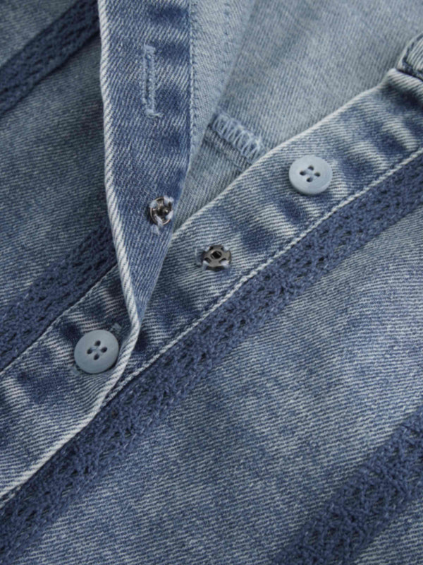 Ruffle Layer Jacket-Washed Denim