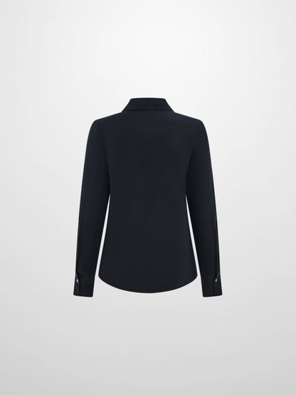 Cupro Button Down Blouse - Navy