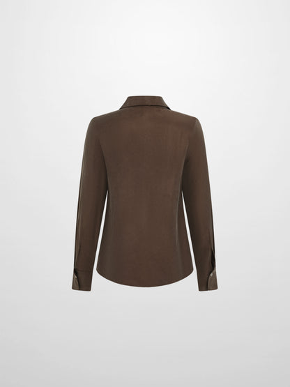 Cupro Button Down Blouse - Warm Taupe