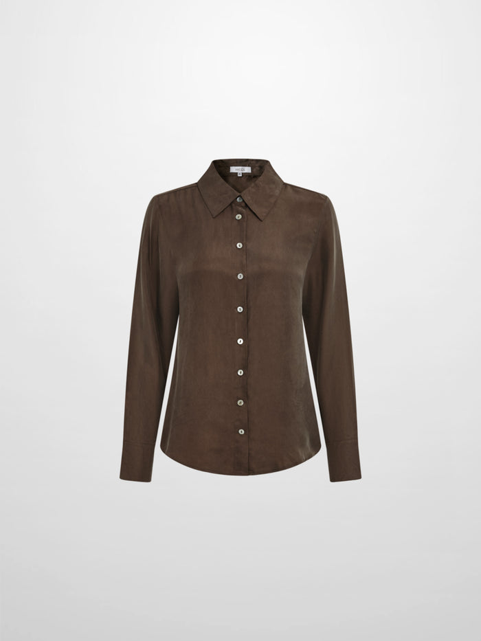 Cupro Button Down Blouse - Warm Taupe