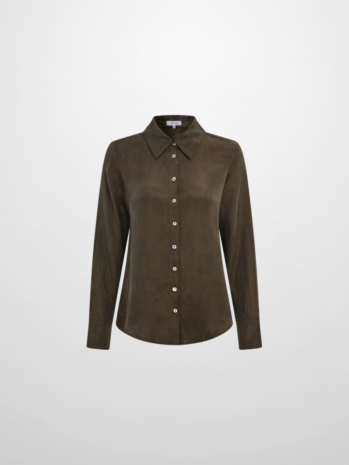 Cupro Button Down Blouse - Olive