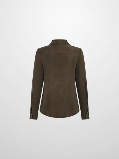Cupro Button Down Blouse - Olive