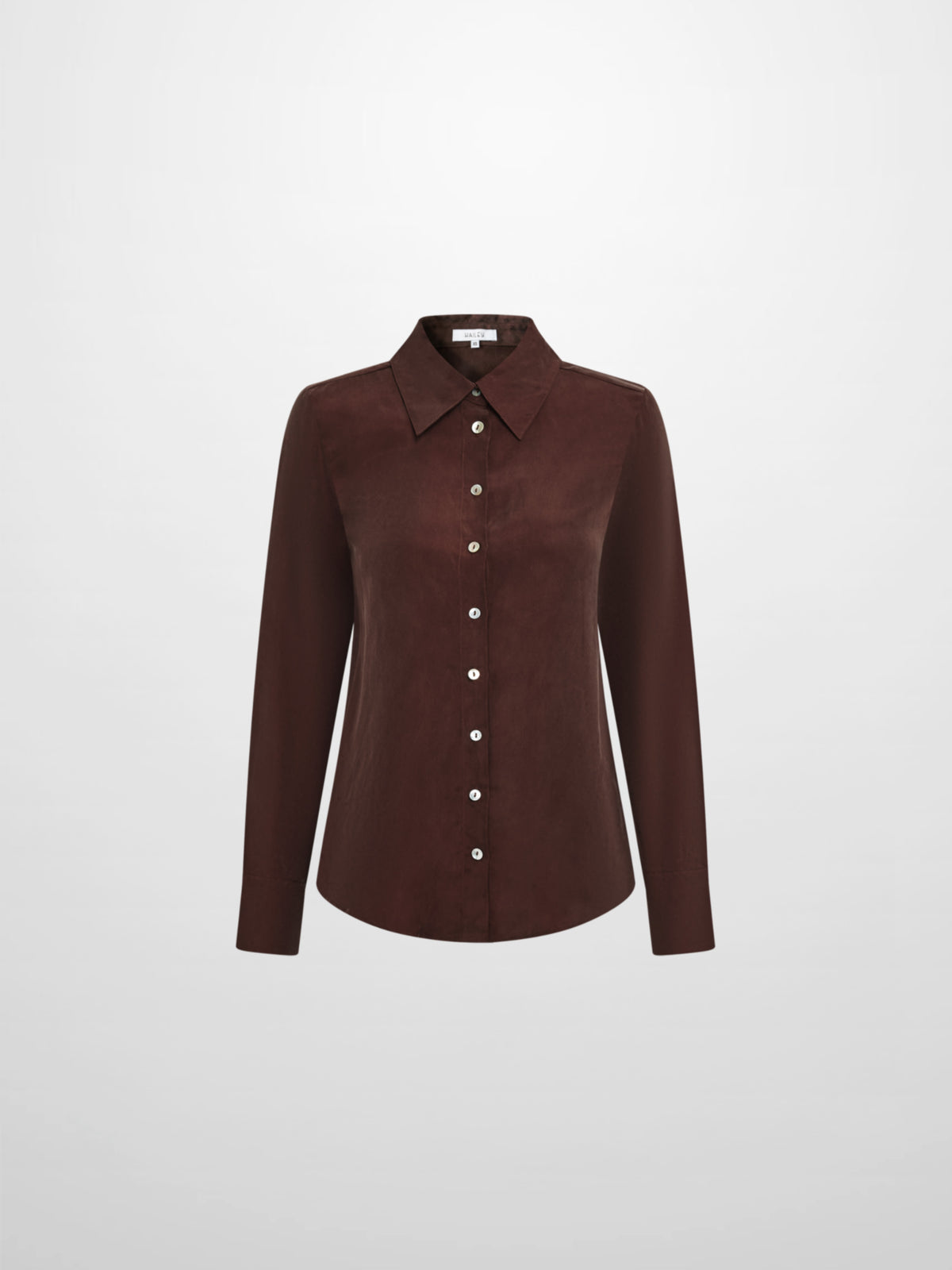 Cupro Button Down Blouse - Brown