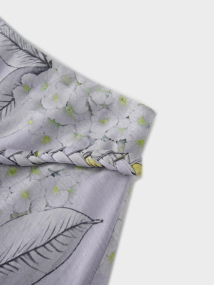 Braided Detail A-Line Skirt-Lavender Floral