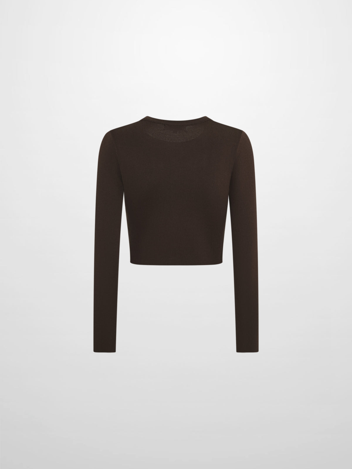 Gold Button Crop Cardigan - Brown