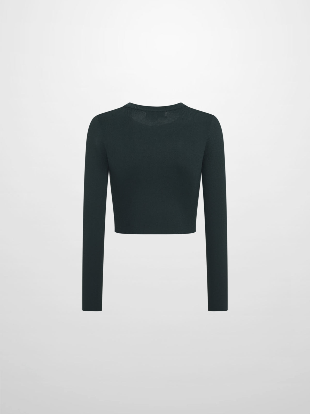 Gold Button Crop Cardigan - Emerald Green