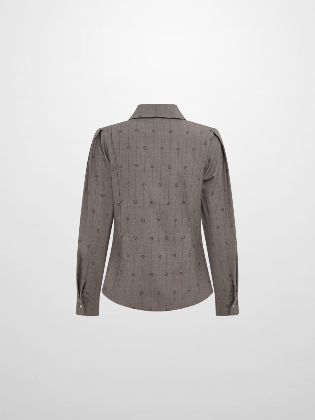 Printed Collar Detail Blouse - Grey