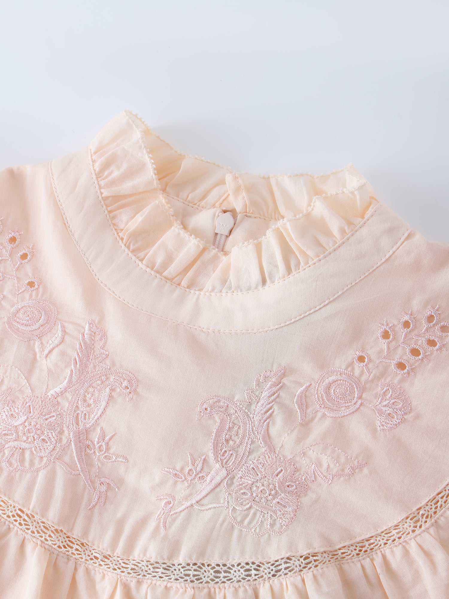 Eyelet Trimmed Blouse-Peach